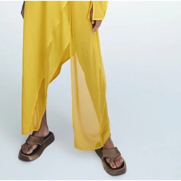 Zara Satin Effect Low Heel Platform Sandals Green Khaki Size EU 36 - Picture 2 of 9